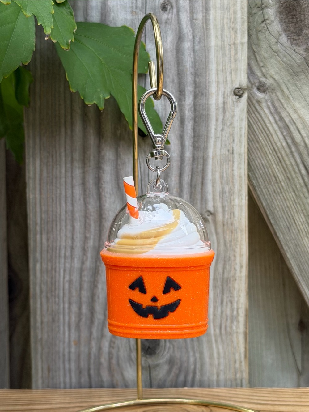 Bath & Body Works Pumpkin Drink Milkshake Orange PocketBac Halloween Keychain